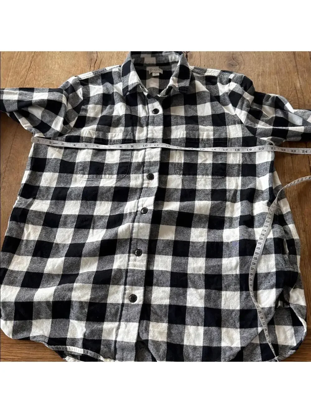 J. Crew Black and White Plaid Shirt with pockets size small